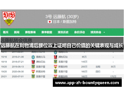 远藤航在利物浦后腰位置上证明自己价值的关键表现与成长